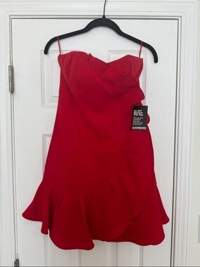 NWT Express Red Mini Strapless Dress